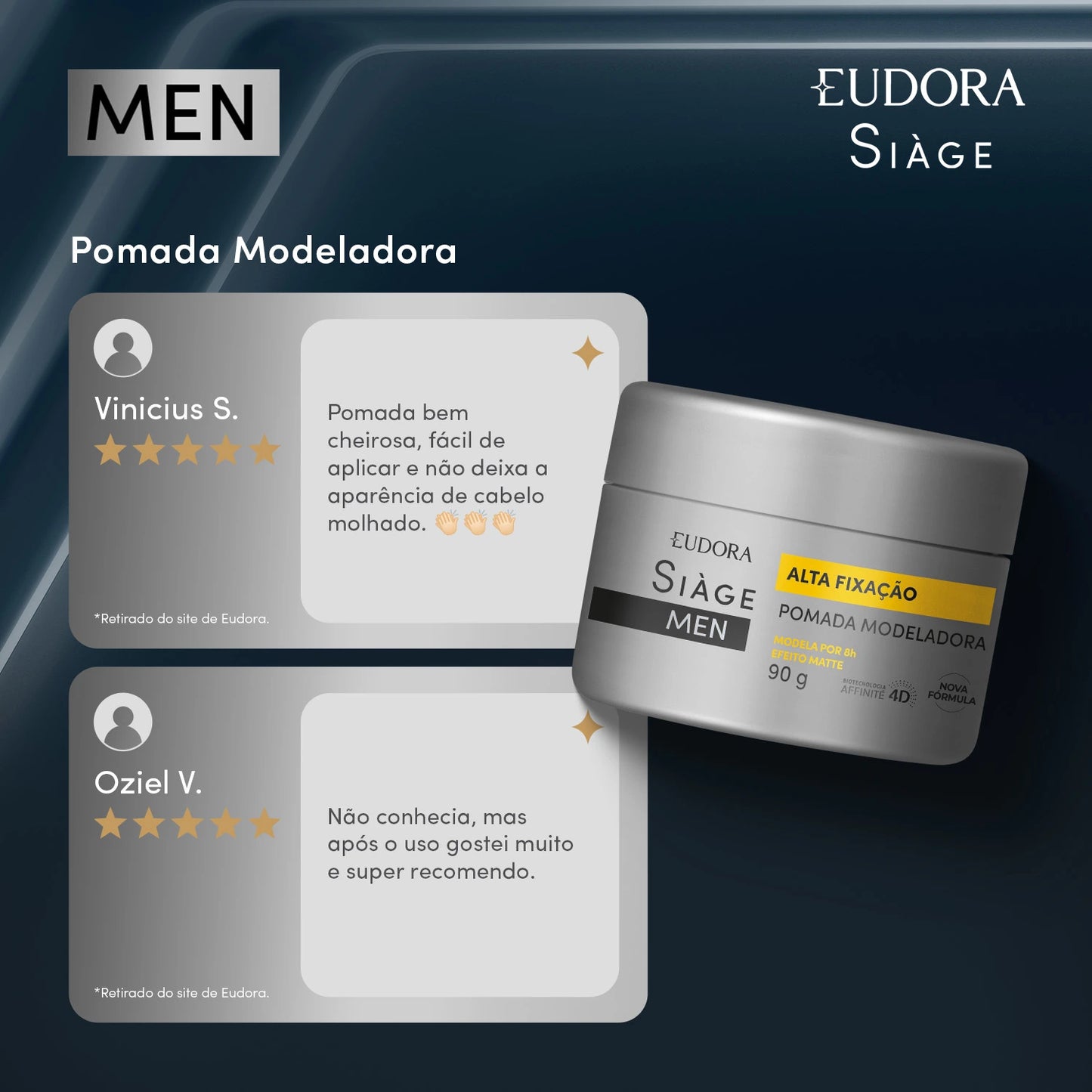 Eudora Siàge Men Alta Fixação - Pomada Modeladora 90g