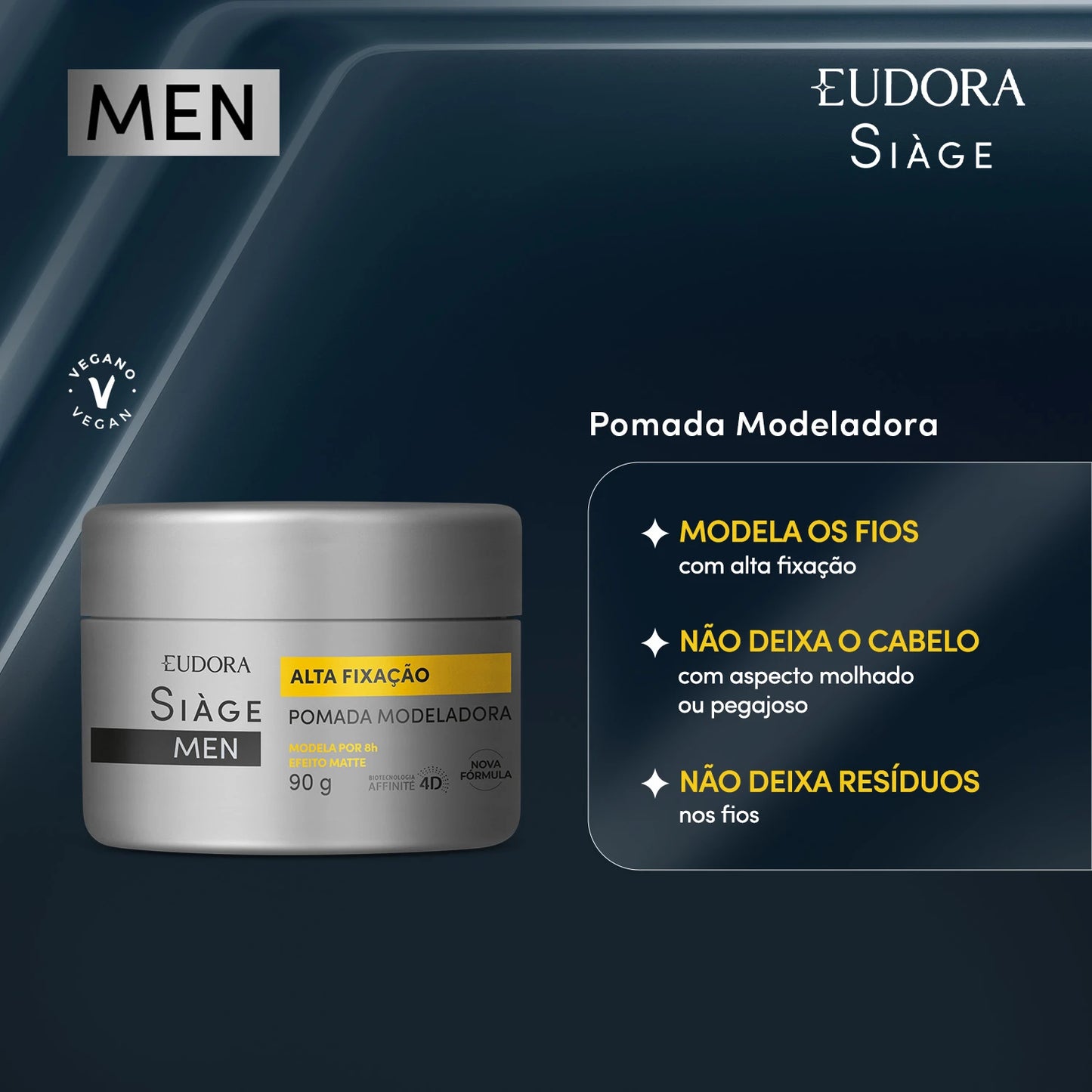 Eudora Siàge Men Alta Fixação - Pomada Modeladora 90g